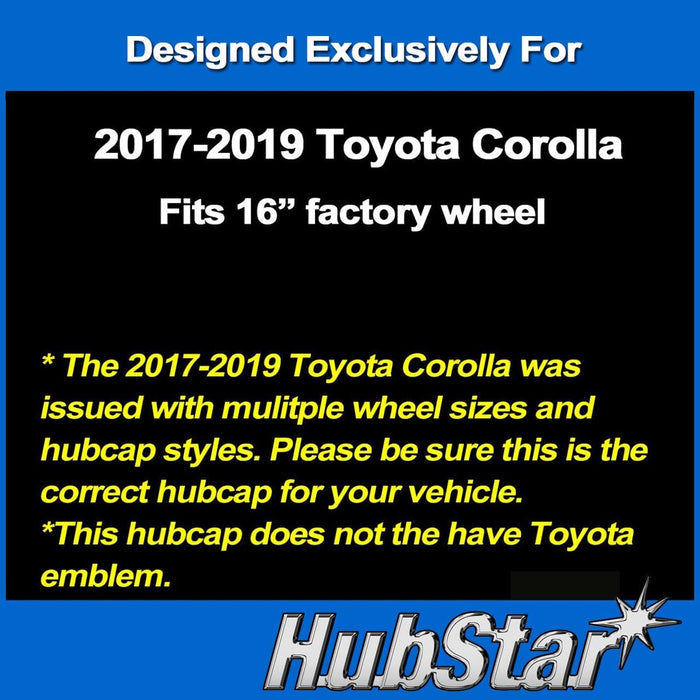 Premium Replica Hubcap, Replacement for Toyota Corolla 2017-2019, 16-In Wheel Cover (1-Piece) 61181