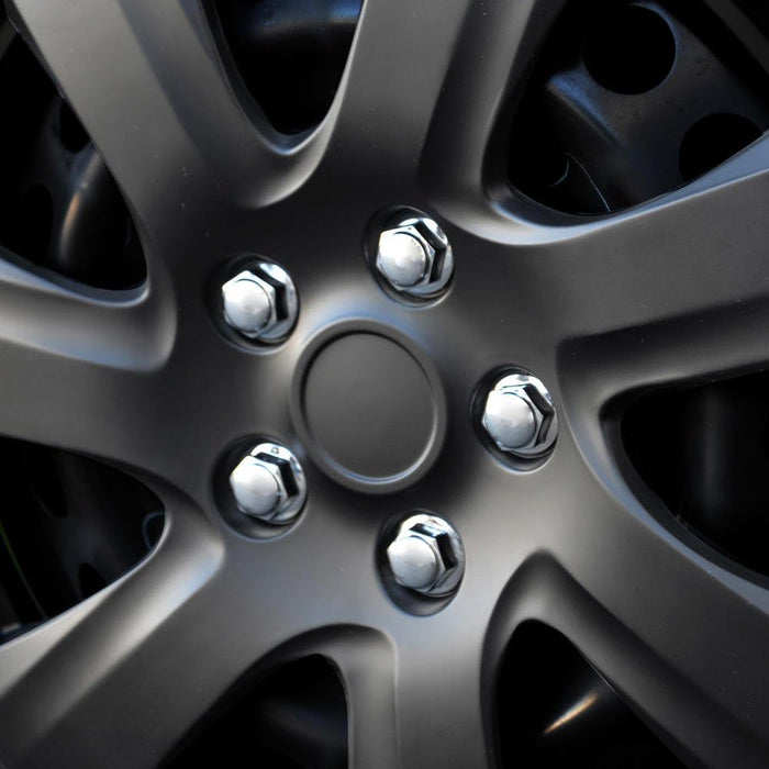 Matte Black Hubcaps Wheel Covers for (2006-2014) Toyota Camry 16 Inch Hubcaps Set of 4, Snap-On Direct OEM Replacement for Toyota Camry Hubcaps 16 Inch Wheel Covers Impact-Resistant Durable
