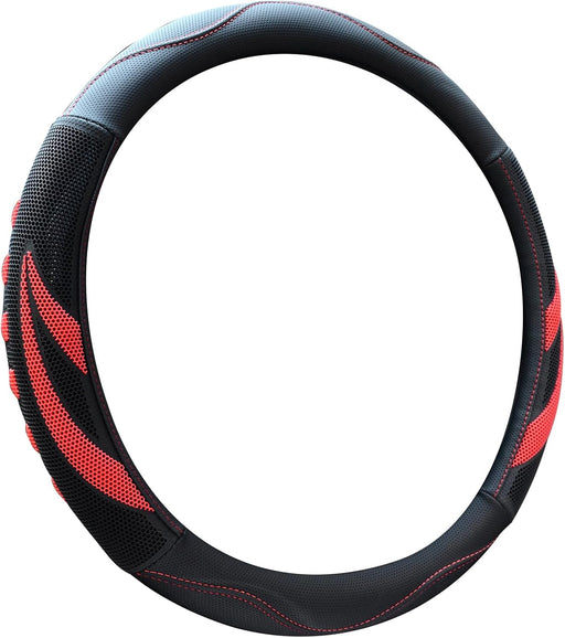 Microfiber Leather Steering Wheel Cover Breathable Auto Car Steering Wheel Cover for Women and Men Universal 15 Inches Red