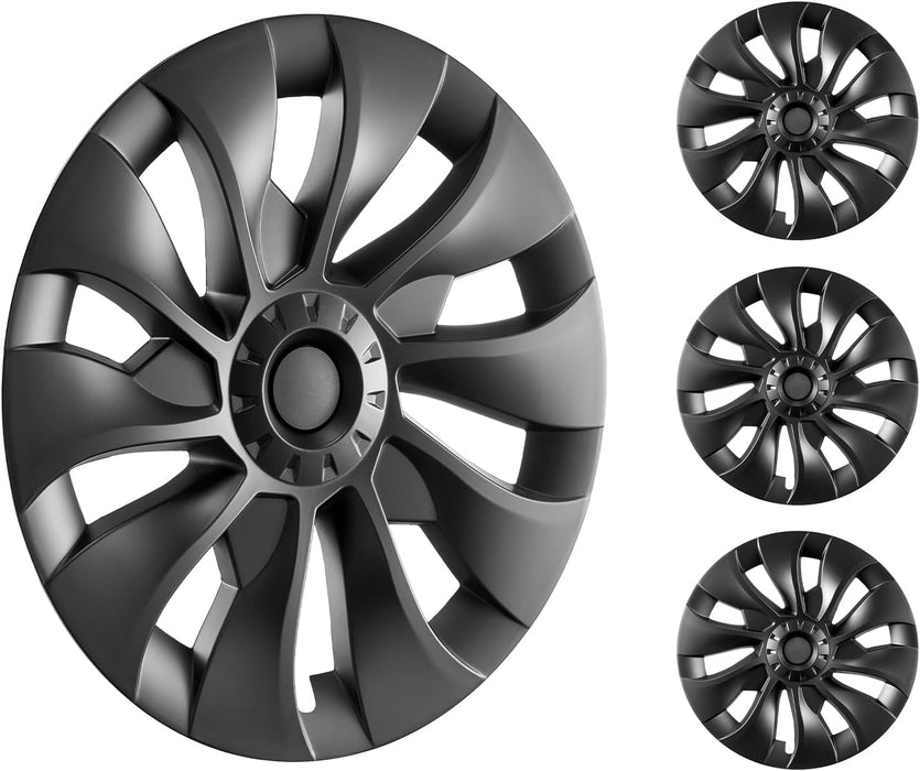 Tesla Model 3 Wheel Covers Hubcaps 18 Inch, 2017-2023 Model 3 Fully Fit Hubcap with Snap Set of 4 Same Side, Guard Tape & Valve Nozzle Hole, ABS & PC Hubcap with Less Wind Drag