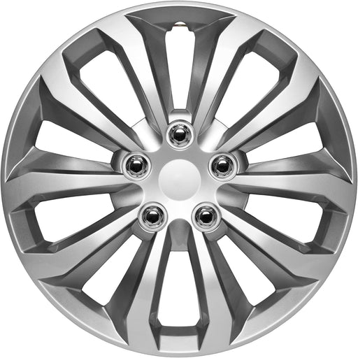 Hubcaps Wheel Covers for Cars Premium Silver and Gunmetal Hubcaps 16" Wheel Rim Cover Replacement Snap on Hubcaps for Toyota Camry Corolla Style Automotive (4-Pack)