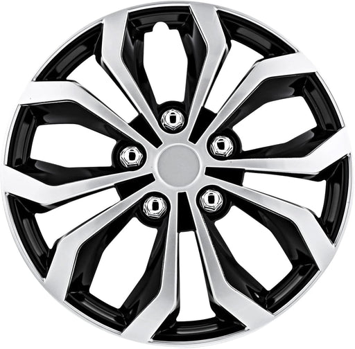 Automotive WH553-16S-BS 16 Inch Spyder Black & Silver Universal Hubcap Wheel Covers for Cars - Set of 4 - Fits Most Cars