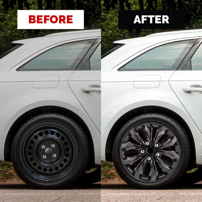 Automotive WH555-16GM-B 16 Inch Spyder Gunmetal Grey Universal Hubcap Wheel Covers for Cars - Set of 4 - Fits Most Cars
