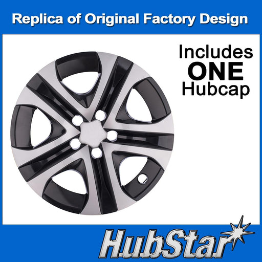Premium Replica Hubcap Replacement for Toyota Rav4 2013-2018, 17-Inch Wheel Cover, Silver and Black, 1 Piece