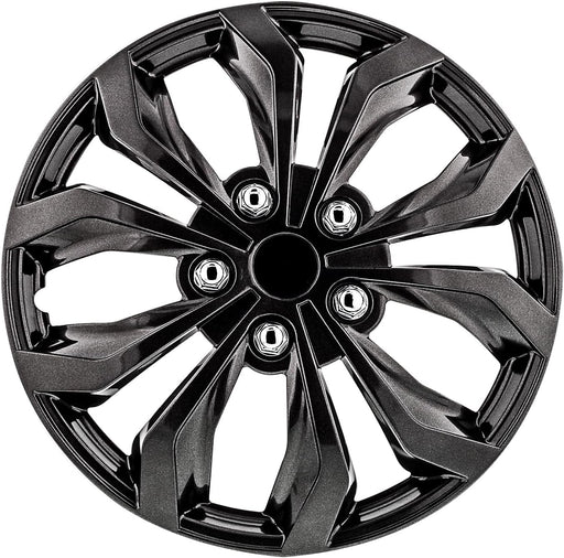 Automotive WH555-16GM-B 16 Inch Spyder Gunmetal Grey Universal Hubcap Wheel Covers for Cars - Set of 4 - Fits Most Cars
