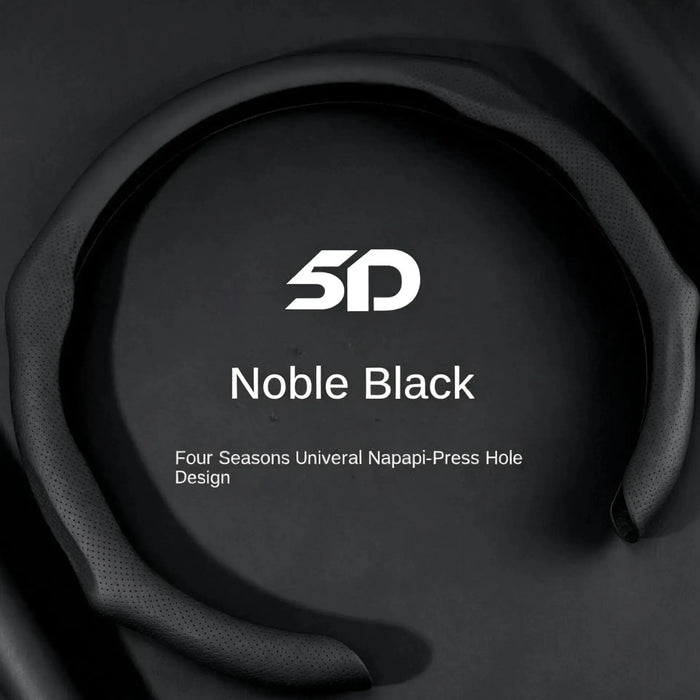 Napa Leather Steering Wheel Cover, Ultra-Thin Breathable Anti-Slip Grip Car Accessories, Toolless Quick-Turns All-Weather Modern Style Noble Black Accessories for Car, Compatible with 2026 New Vehicles