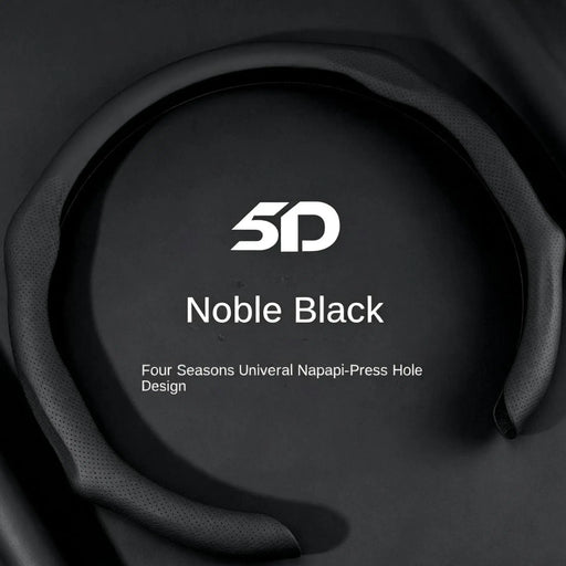 Napa Leather Steering Wheel Cover, Ultra-Thin Breathable Anti-Slip Grip Car Accessories, Toolless Quick-Turns All-Weather Modern Style Noble Black Accessories for Car, Compatible with 2026 New Vehicles