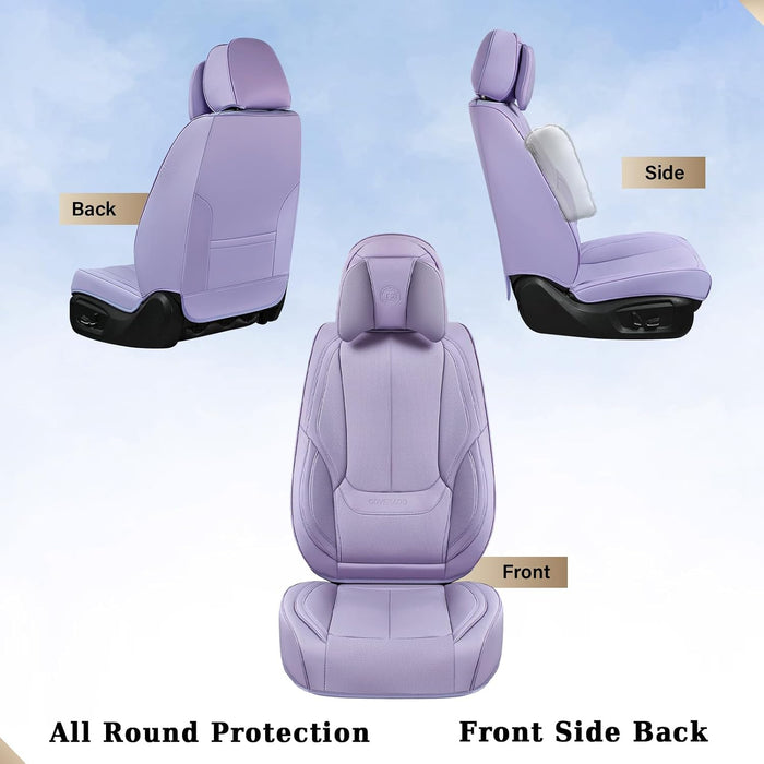 Universal Seat Covers Full Set, 5 Seats Universal Seat Covers for Cars, Waterproof NAPPA Leather Car Seat Covers with Head Pillow, Auto Protectors Fit for Most Sedans SUV Pick-Up Truck-Purple