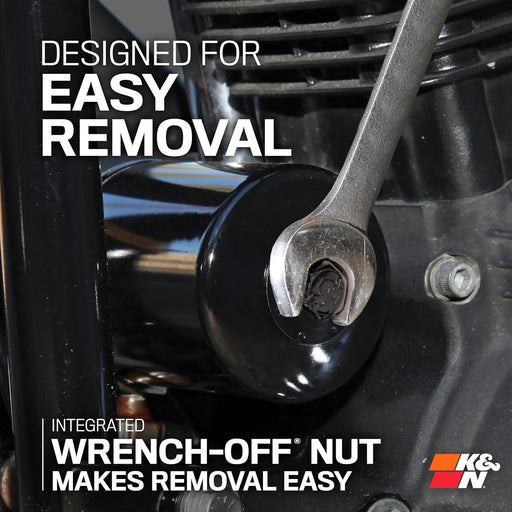 Motorcycle Oil Filter: High Performance, Premium, Designed to Be Used with Synthetic or Conventional Oils, Wrench off Nut: Fits Select Harley Davidson, Buell Motorcycles, KN-171C