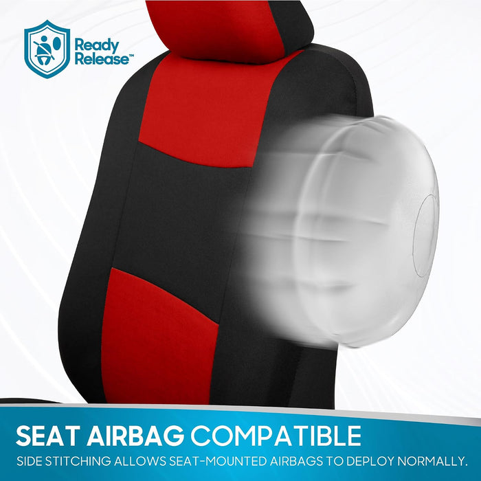 Revamp Your Ride with Our Stylish Red and Black PolyPro Car Seat Covers Full Set – Easy Installation for Front and Rear Seats in Trucks, Vans, and SUVs