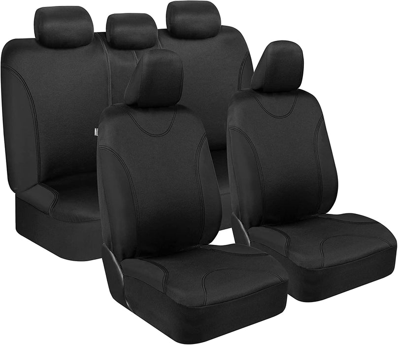 Ultrasleek Beige Seat Covers for Cars Full Set, Two-Tone Front Seat Covers with Matching Back Seat Cover, Stylish Car Seat Protectors with Split Bench Design,
