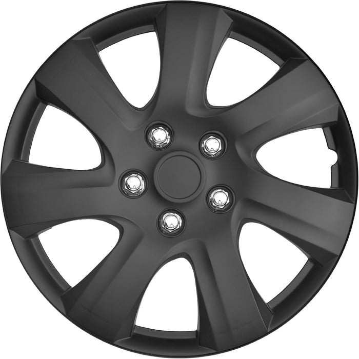 Matte Black Hubcaps Wheel Covers for (2006-2014) Toyota Camry 16 Inch Hubcaps Set of 4, Snap-On Direct OEM Replacement for Toyota Camry Hubcaps 16 Inch Wheel Covers Impact-Resistant Durable