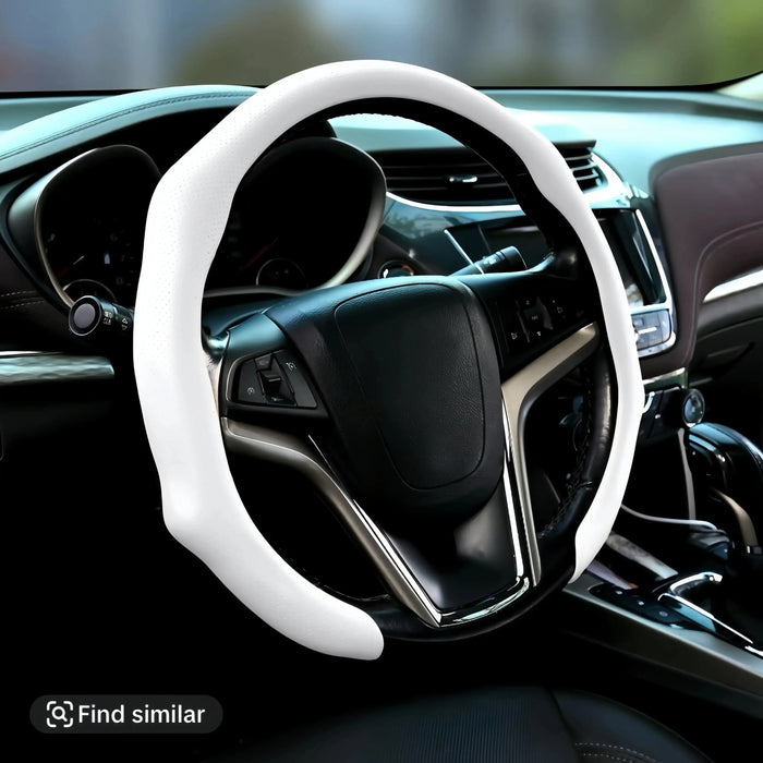Napa Leather Steering Wheel Cover, Ultra-Thin Breathable Anti-Slip Grip Car Accessories, Toolless Quick-Turns All-Weather Modern Style Noble Black Accessories for Car, Compatible with 2026 New Vehicles
