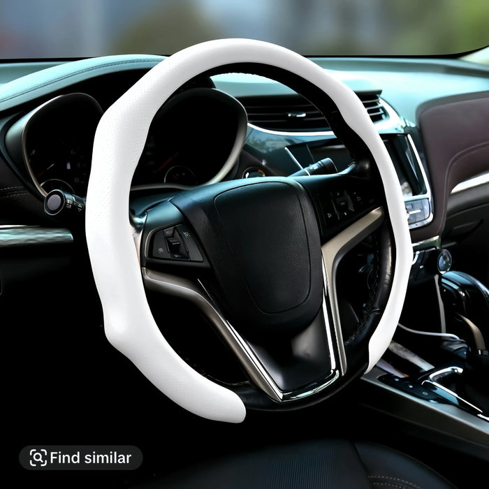 Napa Leather Steering Wheel Cover, Ultra-Thin Breathable Anti-Slip Grip Car Accessories, Toolless Quick-Turns All-Weather Modern Style Noble Black Accessories for Car, Compatible with 2026 New Vehicles