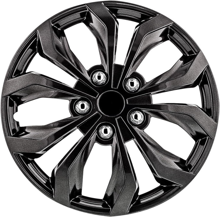 Automotive WH555-16GM-B 16 Inch Spyder Gunmetal Grey Universal Hubcap Wheel Covers for Cars - Set of 4 - Fits Most Cars