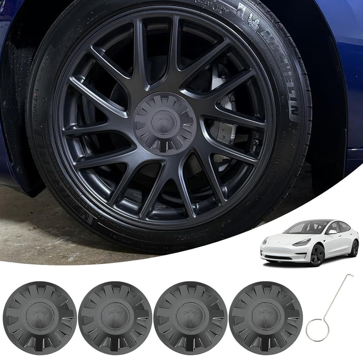 4 Pack Wheel Center Cap for Model 3 2024 Highland Wheel Hub Cover Wheel Center Cap Kit Model 3 Center Replacement Exterior Accessories,Matte Black