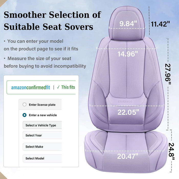 Universal Purple Leather Car Seat Covers Full Set - Waterproof Car Seat Protector Cushion for Front & Back Seats, Fits Most Auto Cars Truck SUV