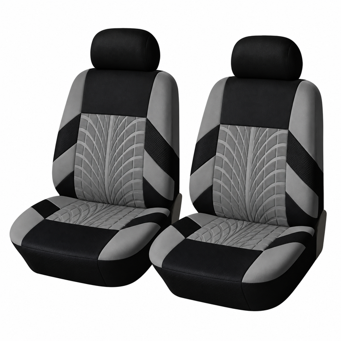Car Seat Covers for 5 Seats Universal, Fabric Breathable Car Front & Rear Seat Protectors, with Tire Track Details.