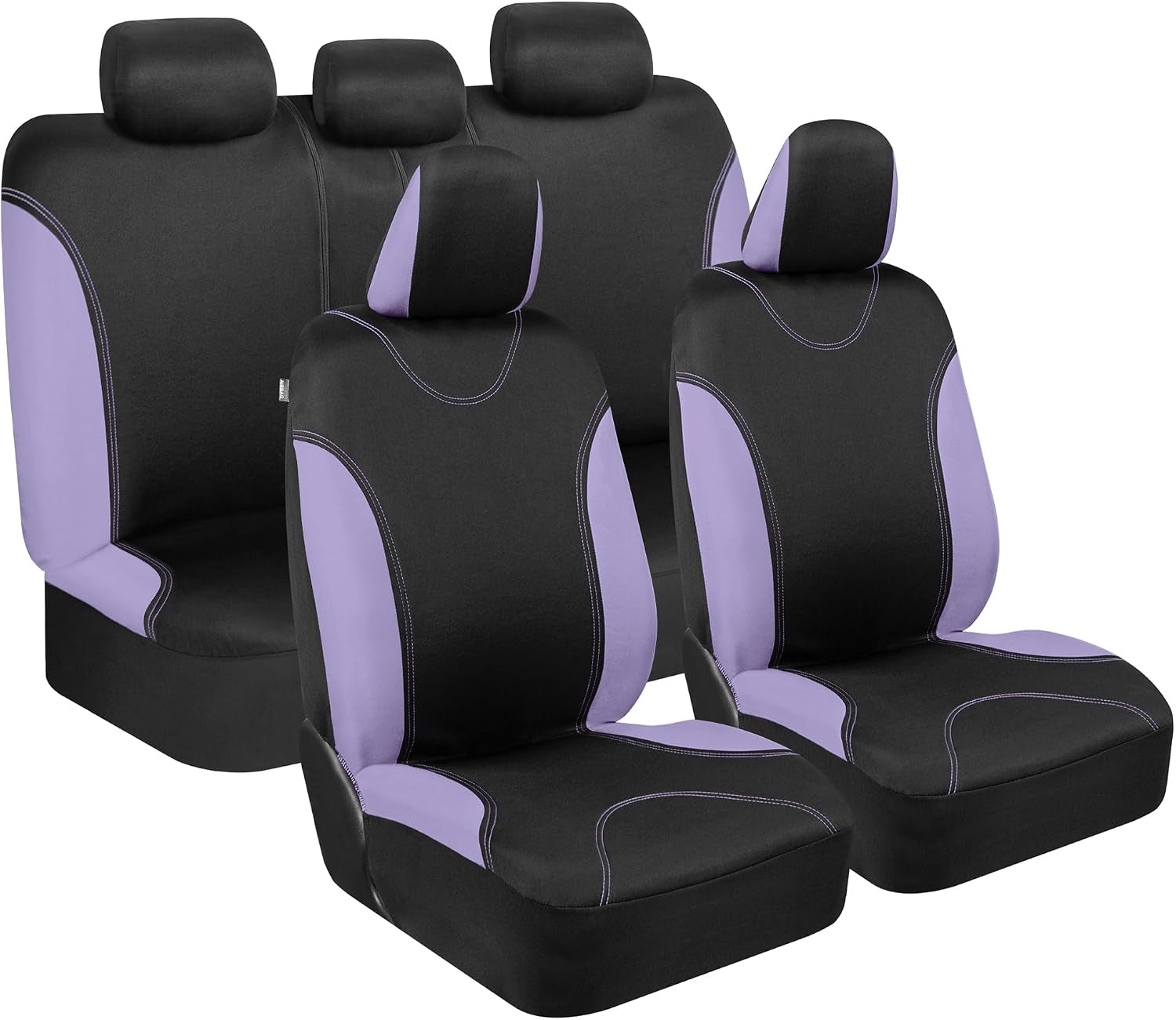 Ultrasleek Beige Seat Covers for Cars Full Set, Two-Tone Front Seat Covers with Matching Back Seat Cover, Stylish Car Seat Protectors with Split Bench Design,
