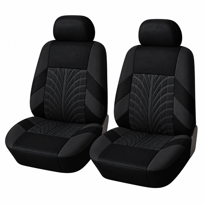 Car Seat Covers for 5 Seats Universal, Fabric Breathable Car Front & Rear Seat Protectors, with Tire Track Details.