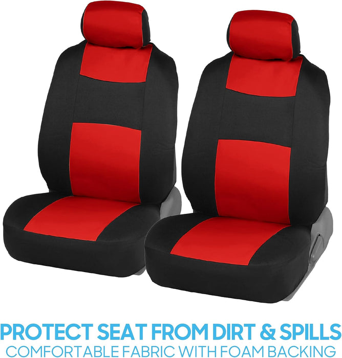 Revamp Your Ride with Our Stylish Red and Black PolyPro Car Seat Covers Full Set – Easy Installation for Front and Rear Seats in Trucks, Vans, and SUVs