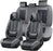  Leather Seat Covers Full Set, 5 Seats Seat Covers for Cars, Waterproof Nappa Leather Car Seat Covers with Head Pillow, Seat Protectors Car Seat Cushion Universal Fit for Most Cars (Gray&Black)