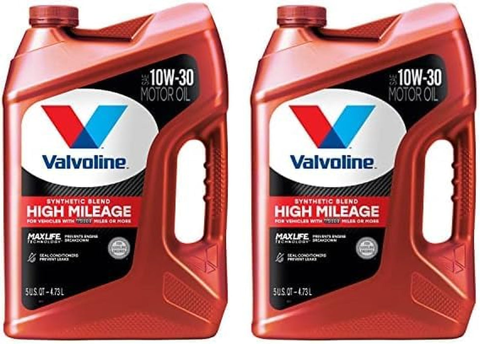 High Mileage with Maxlife Technology SAE 10W-30 Synthetic Blend Motor Oil 5 QT (Pack of 2)