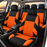 Car Seat Covers for 5 Seats Universal, Fabric Breathable Car Front & Rear Seat Protectors, with Tire Track Details.
