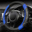 Line Rider Microfiber Leather Sporty Steering Wheel Cover Universal Fits for 95% Truck,Suv,Cars,14.5-15Inch Anti-Slip Safety Comfortable Desgin (Black-Blue)