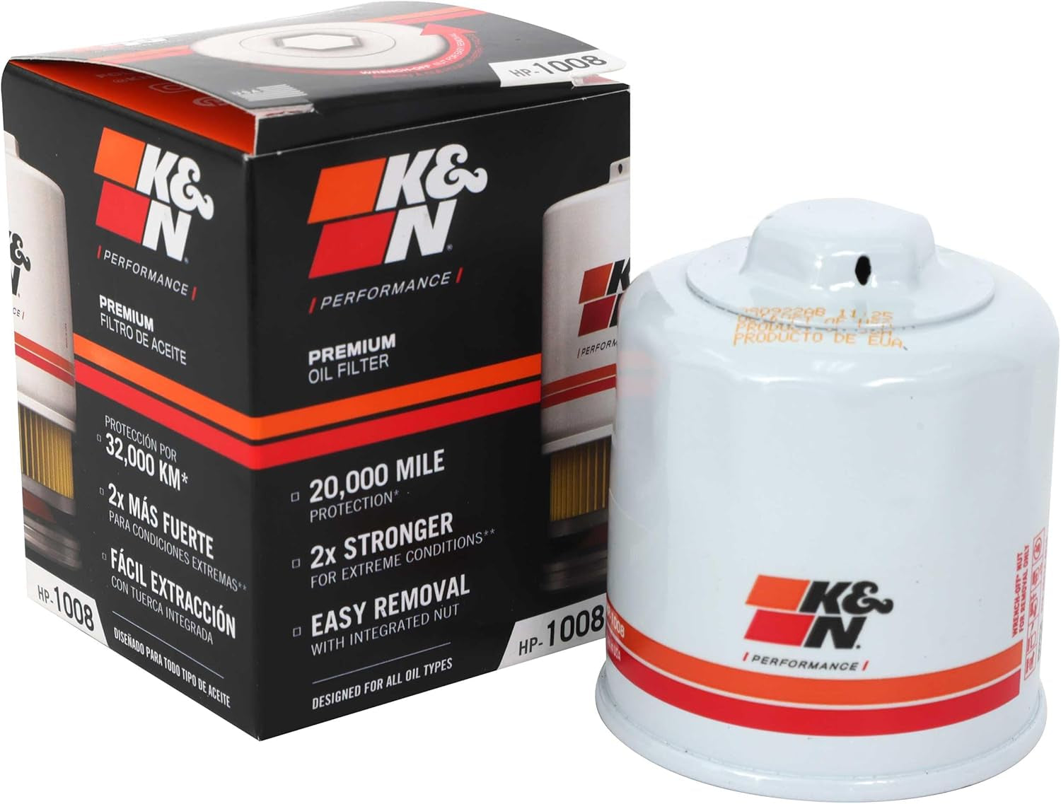 Premium Oil Filter: 20,000 Mile Engine Protection with Wrench off Nut: Compatible with Select 1990-2023 INFINITI/MAZDA/NISSAN/SUBARU Vehicle Models (See Description for Select Models), HP-1008