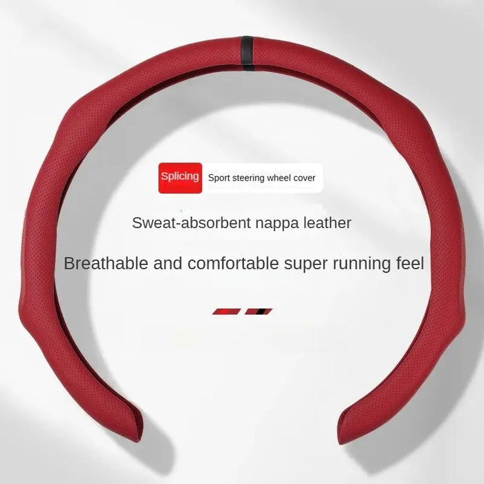 Leather 5D Universal Steering Wheel Cover with Centering Mark Quick Install Non Slip Breathable Ultra Thin Fit for All Seasons Automotive Accessory White Premium Quality Wheel Cover for GMC
