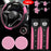 10Pcs Universal Luxury Car Steering Wheel Cover, Shoulder Protector with Daisy Vent Clips - Value-Added Combo Set, Non-Slip Breathable All-Season Interior Decor Gift for Most, Steering Wheel Cover, Steering Wheel Cover for Car