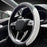 Nappa Leather Steering Wheel Cover, Elegant Diamond Checkered Design, Non-Slip Wear-Resistant, Enhance Driving Comfort, Suitable for Steering Wheel Diameter 14 1/2‘-15’ Models.Black White