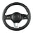 15 Inch Universal Premium PU Leather Steering Wheel Cover, Full Wrap Anti-Slip and Breathable Design for Car, Black