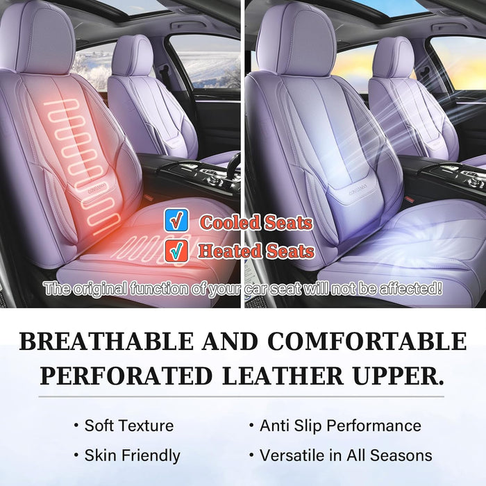 Universal Purple Leather Car Seat Covers Full Set - Waterproof Car Seat Protector Cushion for Front & Back Seats, Fits Most Auto Cars Truck SUV