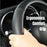 15 Inch Universal Premium PU Leather Steering Wheel Cover, Full Wrap Anti-Slip and Breathable Design for Car, Black
