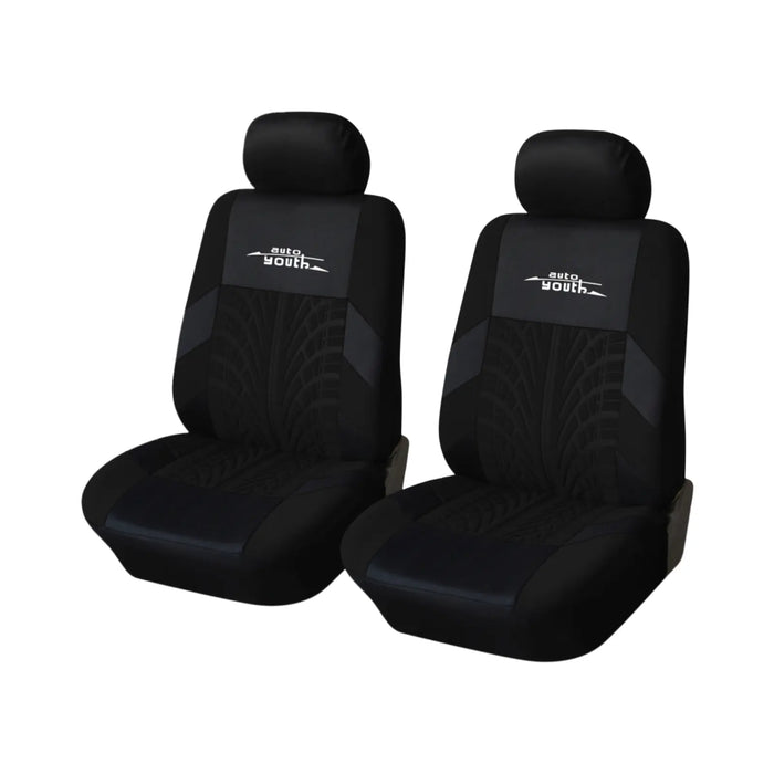Car Seat Covers for 5 Seats Universal, Fabric Breathable Car Front & Rear Seat Protectors, with Tire Track Details, Airbag Compatible, Full Protection, Fits Most Cars Trucks Vans Suvs, Red Vehicle Seat Covers, Truck Accessories, Car Interior Accessories