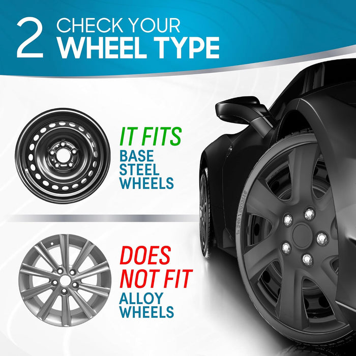 Matte Black Hubcaps Wheel Covers for (2006-2014) Toyota Camry 16 Inch Hubcaps Set of 4, Snap-On Direct OEM Replacement for Toyota Camry Hubcaps 16 Inch Wheel Covers Impact-Resistant Durable