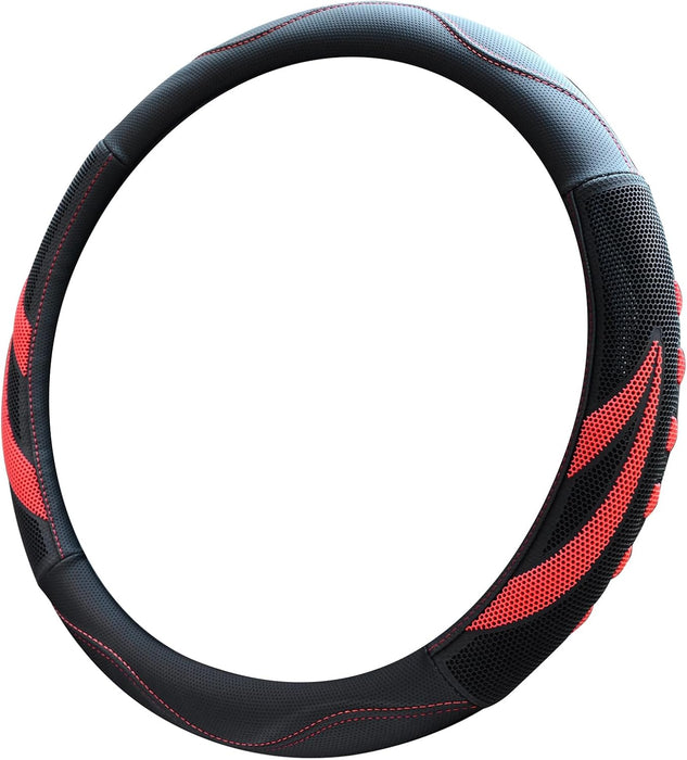 Microfiber Leather Steering Wheel Cover Breathable Auto Car Steering Wheel Cover for Women and Men Universal 15 Inches Red