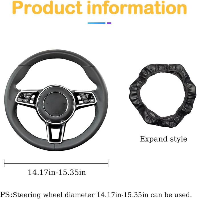 Car Steering Wheel Cover, 15 Inch Carbon Fiber Microfiber PU Leather Elastic Steering Wheel Protector for Men Women, Anti-Slip Breathable Car Interior Accessories for Most Cars (Purple)