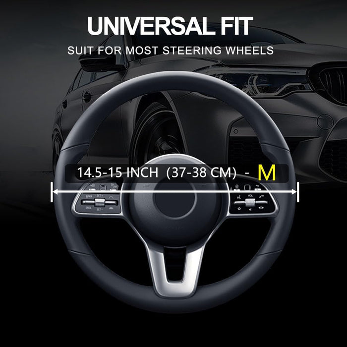 Leather Car Steering Wheel Cover, Non-Slip Car Wheel Cover Protector Breathable Microfiber Leather Universal Fit for Most Cars(Beige)