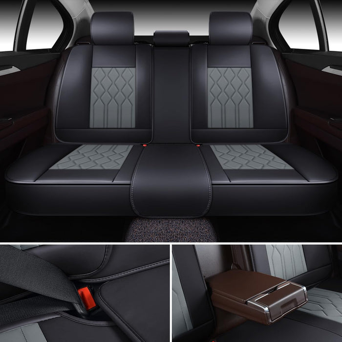 Car Seat Covers Full Set Premium Waterproof Faux Leather Cushion Universal Accessories Fit SUV Truck Sedan Automotive Vehicle Auto Interior Protector (Os010-Gray)