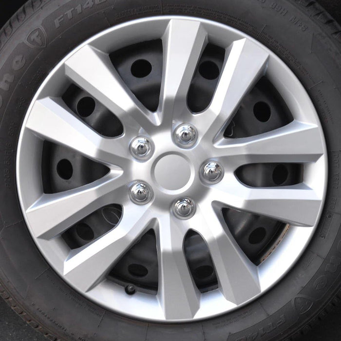 (4-Pack) Premium 16 Inch Rim Wheel Cover Hubcaps for Cars Trucks Suvs Vans, Direct OEM Replacement Universal Fit Snap-On ABS Hubcaps 16 Inch Wheel Covers - Set of 4 Hub Caps - 10-Spokes Silver