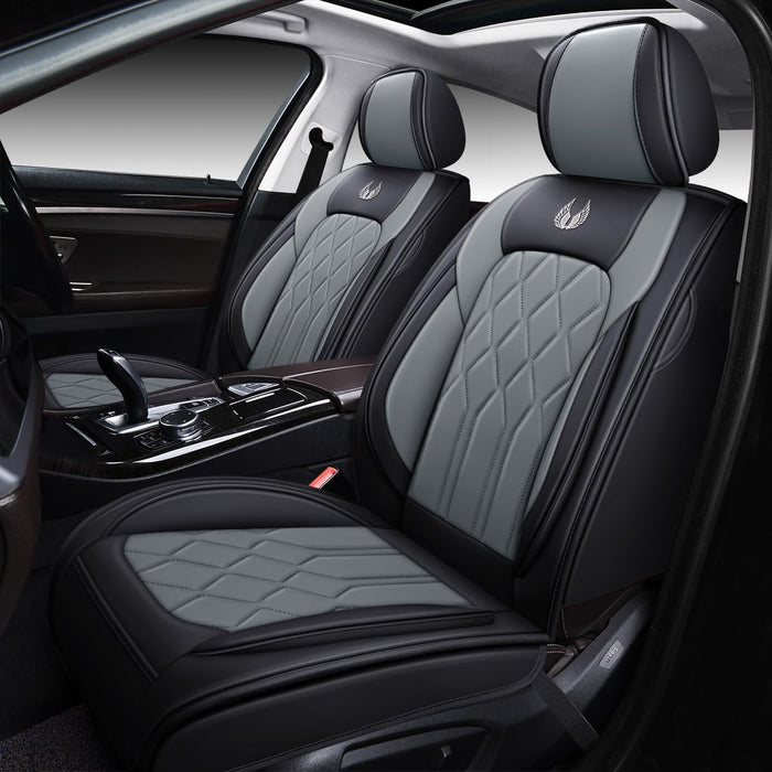 Car Seat Covers Full Set Premium Waterproof Faux Leather Cushion Universal Accessories Fit SUV Truck Sedan Automotive Vehicle Auto Interior Protector (Os010-Gray)