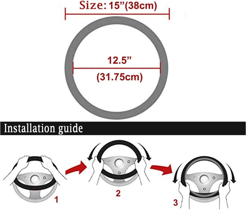 Full Sparkly Rhinestone Car Steering Wheel Cover Universal Leather Steering Wheel Cover Auto Car Styling Interior Decor Accessories (Black Crown)