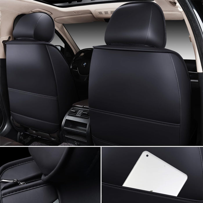 Car Seat Covers Full Set Premium Waterproof Faux Leather Cushion Universal Accessories Fit SUV Truck Sedan Automotive Vehicle Auto Interior Protector (Os010-Gray)