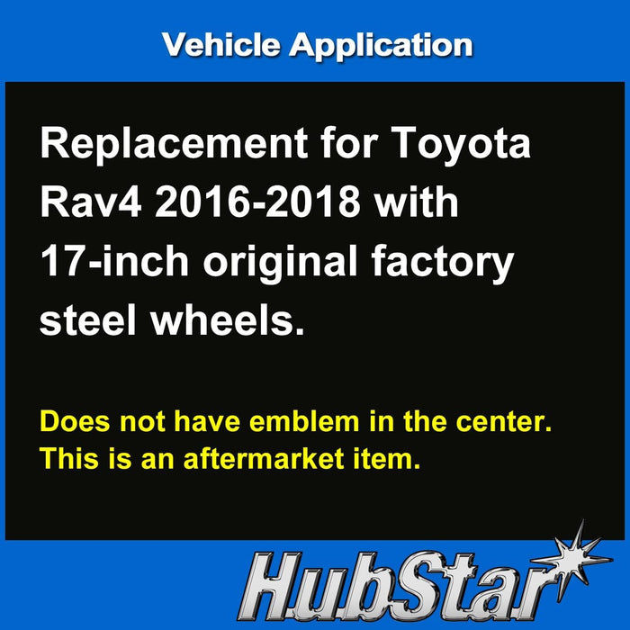 Premium Replica Hubcap Replacement for Toyota Rav4 2013-2018, 17-Inch Wheel Cover, Silver and Black, 1 Piece