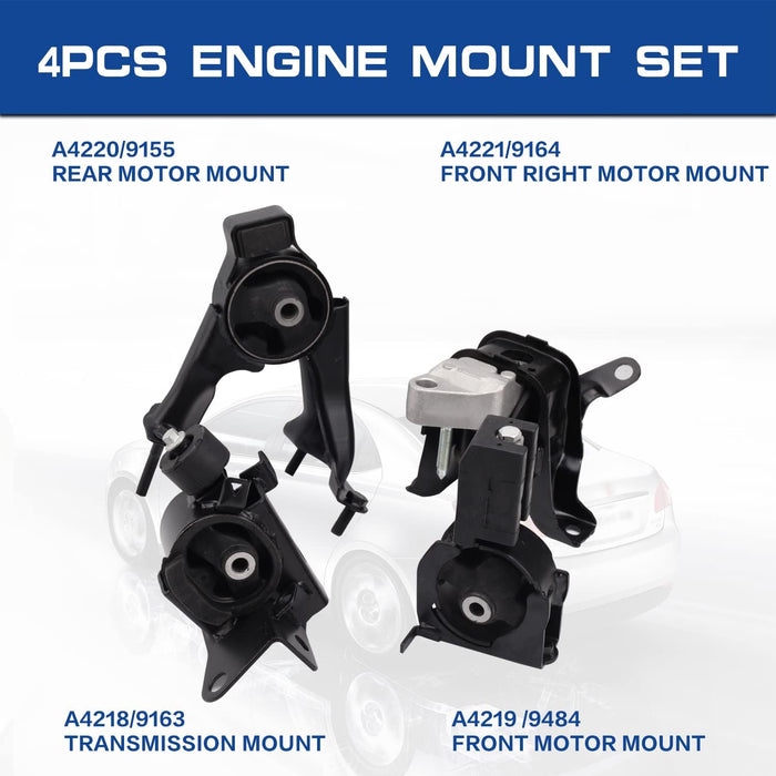 Engine Motor and Trans Mounts Compatible with 2003-2008 Corolaa (1.8L) and 2003-2008 Matrix(1.8L) and 2003-2008 Pontiac Vibe (1.8L) Auto Transmission Repklace OE A4220 A4219 A4218 A4221 Set of 4