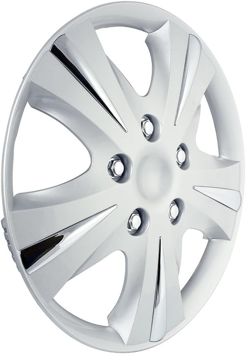4-Pack 15" SGT-5 Wheel Covers, Replacement Hubcaps for Cars, Trucks, Suvs — Silver/Chrome