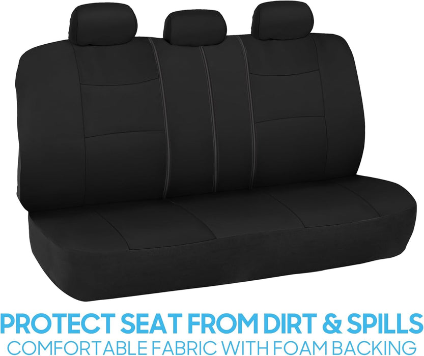 Polypro Car Seat Covers Full Set in Solid Black, Front and Rear Split Bench Seat Covers for Cars, Easy to Install Car Seats Cover Set and Accessories for Auto Trucks Van SUV - Solid Black